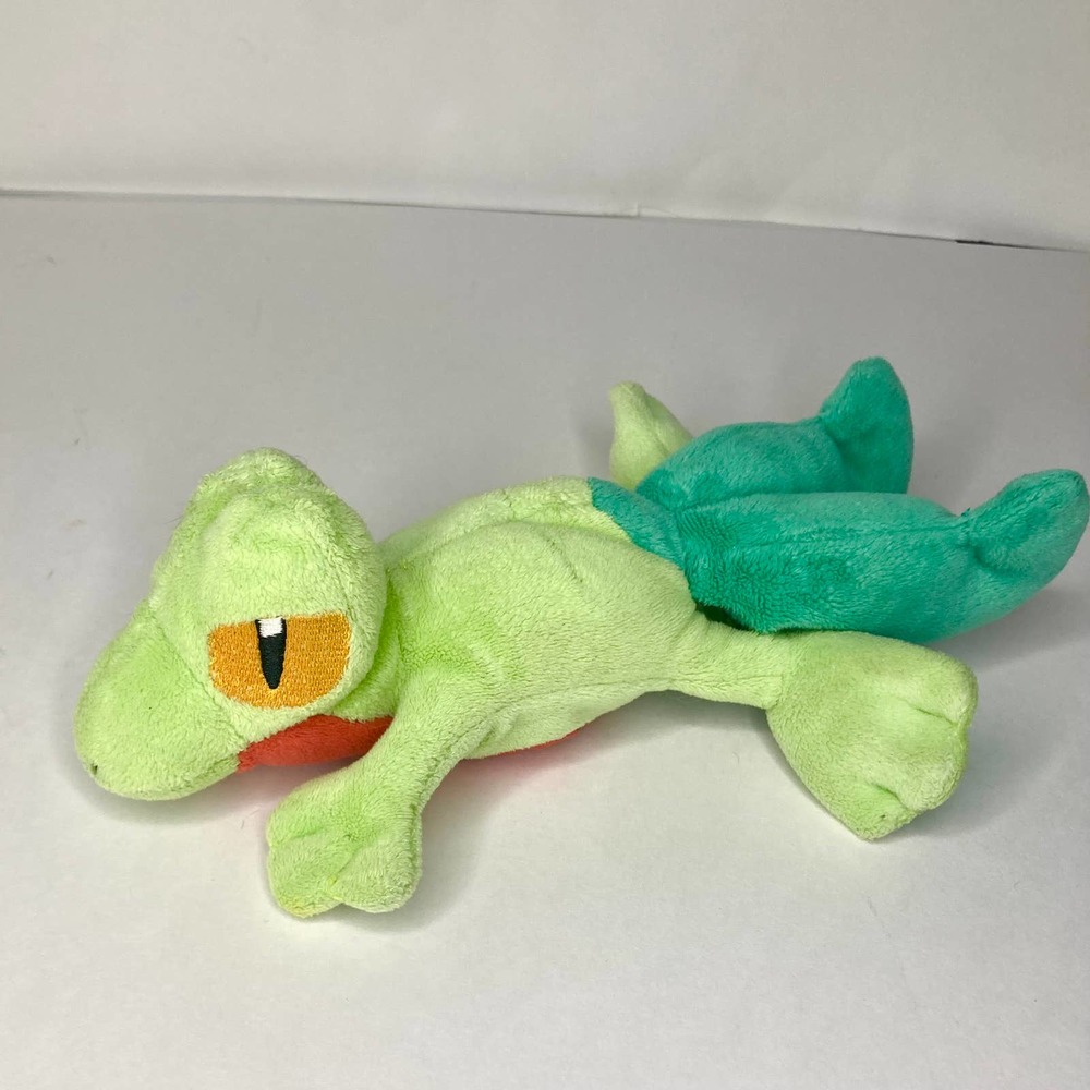 Treecko Pokemon Advanced Hasbro 8” Plush Figure 2004 Treeko Stuffed Toy Laying